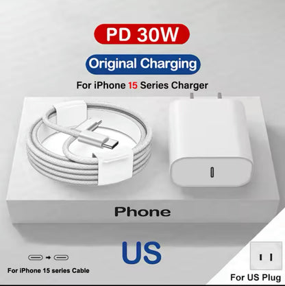 UK/US Original Quick Charger For iPhone 7-14 Fast Charging Type C iPhone 15 Cable