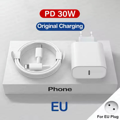 UK/US Original Quick Charger For iPhone 7-14 Fast Charging Type C iPhone 15 Cable