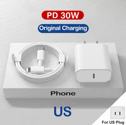 UK/US Original Quick Charger For iPhone 7-14 Fast Charging Type C iPhone 15 Cable